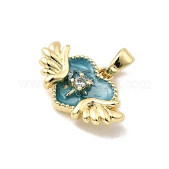 Brass Micro Pave Cubic Zirconia Pendants&nbsp;KK-H089-28G-01