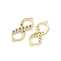 Brass Micro Pave Cubic Zirconia Heart Infinity Connector Charms&nbsp;KK-P350-12G-01