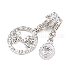 Mother's Day Brass Micro Pave Clear Cubic Zirconia Pendants&nbsp;KK-H268-06P-02