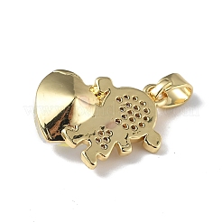 Real 18K Gold Plated Rack Plating Brass Micro Pave Clear Cubic Zirconia Pendants&nbsp;KK-C015-23G-01