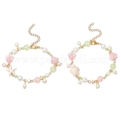 2Pcs 2 Colors Synthetic Turquoise Beads Charm Bracelets&nbsp;BJEW-JB11849