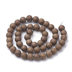 Electroplate Natural Druzy Geode Weathered Agate Beads Strands&nbsp;G-S284-8mm-05