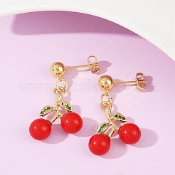 Brass Enamel Stud Earrings&nbsp;EJEW-Q045-04G