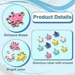 10Pcs 5 Colors Ion Plating(IP) 201 Stainless Steel Charms&nbsp;STAS-YW0003-45