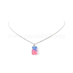 Resin Bear Pendant Necklace&nbsp;NJEW-JN04251