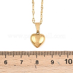 304 Stainless Steel Heart Pendant Dapped Chain Necklaces for Women&nbsp;NJEW-P342-01G