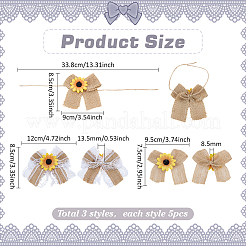 15Pcs 3 Styles Bowknot & Sunflower Linen Costume Accessories&nbsp;DIY-PH0034-20