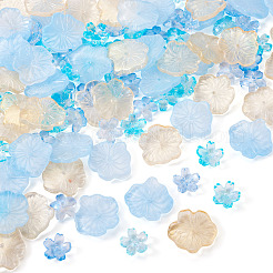 100Pcs 4 Styles Baking Paint Transparent Glass Bead Caps&nbsp;DGLA-TA0001-51