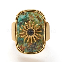 Natural African Jade & Black Agate Cuff Rings&nbsp;RJEW-P016-01A-05G