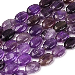 Natural Amethyst Flat Oval Bead Strands&nbsp;G-M206-20
