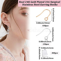 300Pcs 2 Colors 316 Surgical Stainless Steel Earring Hooks&nbsp;STAS-BBC0010-62