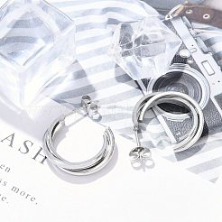304 Stainless Steel Twist C-Shaped Stud Earrings for Women&nbsp;EJEW-C096-40P