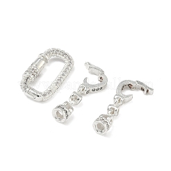 Brass Micro Pave Clear Cubic Zirconia Fold Over Clasps&nbsp;KK-G557-14S
