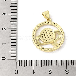 Rack Plating Brass Micro Pave Cubic Zirconia Pendants&nbsp;KK-C052-22G