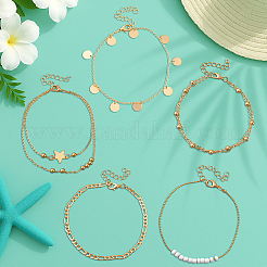 2Bags 10Pcs Iron & Alloy & Glass Seed Bead Chain Anklets & Charm Anklets for Women&nbsp;BJEW-HY0002-67