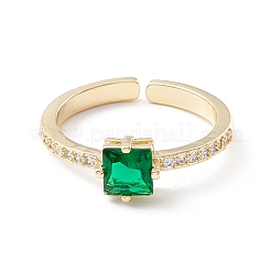 Green Cubic Zirconia Rectangle Cuff Ring&nbsp;KK-D067-29G-RS