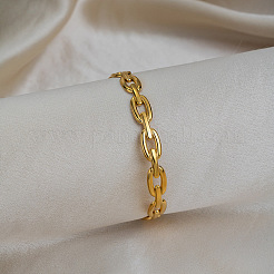 304 Stainless Steel Oval Link Chain Open Cuff Bangles for Women&nbsp;ME8419