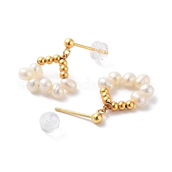 Natural Pearl Stud Earrings for Women&nbsp;EJEW-E303-27G