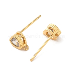 Rack Plating Brass with Cubic Zirconia Heart Stud Earring Findings&nbsp;KK-G488-01G