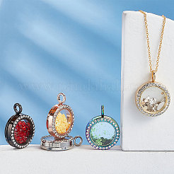 5Pcs 5 Colors Alloy Rhinestone Pendant Cabochon Open Back Settings&nbsp;RB-PH0001-22