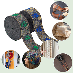 2Pcs 2 Colors Ethnic Style Embroidery Polyester Ribbons&nbsp;OCOR-PH0003-92
