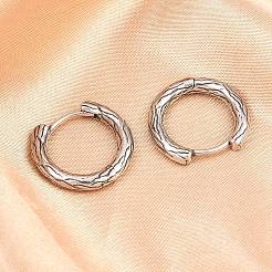 316 Surgical Stainless Textured Hoop Earrings&nbsp;EJEW-C160-10A-AS
