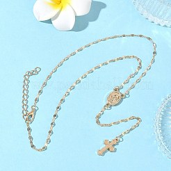 Alloy Cross & Oval Virgin Mary Rosary Bead Necklaces for Women&nbsp;WGC59F8-01