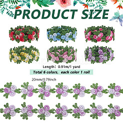 6 Yards 6 Colors Polyester Flower Embroidery Lace Trim Ribbon&nbsp;OCOR-PH0006-96