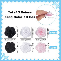 30Pcs 3 Styles 3D Rose Flower Polyester Computerized Embroidered Ornament Accessories&nbsp;FIND-GF0006-03B