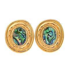 304 Stainless Steel Natural Paua Shell Stud Earrings&nbsp;EJEW-Z103-07G