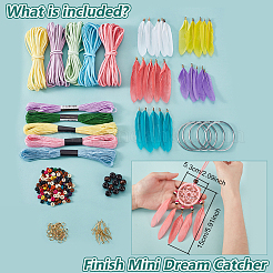 DIY Woven Net/Web with Feather Making Kits&nbsp;DIY-GA0008-81