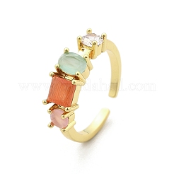 Brass Micro Pave Cubic Zirconia Cuff Rings for Women&nbsp;RJEW-C123-07G