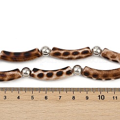 Plastic & Resin Leopard Skin Print Curved Tube Double Layer Necklaces for Women&nbsp;NJEW-Q038-01A