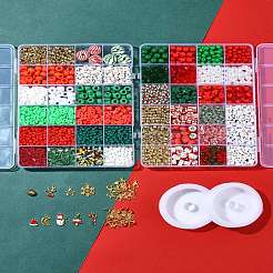 Christmas DIY Polymer Clay & Acrylic & Glass Beads: Bracelets Making Kits&nbsp;DIY-FS0007-99