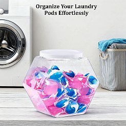 Hexagon Plastic Screw Top Bead Jars with White Lid&nbsp;CON-WH20029-001B
