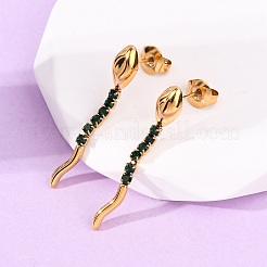 304 Stainless Steel Snake Stud Earrings&nbsp;EJEW-A136-03B-G
