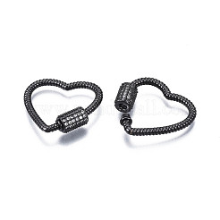Brass Micro Pave Clear Cubic Zirconia Screw Carabiner Lock Charms&nbsp;ZIRC-T004-99
