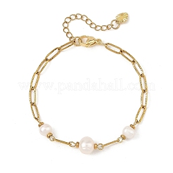 304 Stainless Steel Textured Paperclip Chain Bracelets for Women&nbsp;BJEW-JB14472