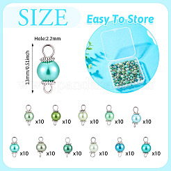 110Pcs 11 Colors Glass Pearl Round Connector Charms&nbsp;PALLOY-TA00261