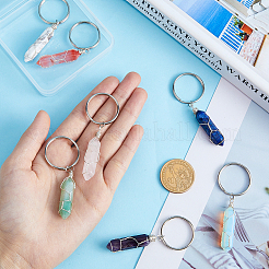 7Pcs Wire Wrapped Mixed Gemstone Bullet Keychain&nbsp;KEYC-PH01454