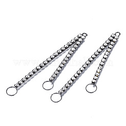 Rack Plated Brass Pave Crystal Rhinestone Chain with Ring Big Pendants&nbsp;KK-N216-423-03B