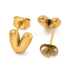 Chunk Letter 304 Stainless Steel Stud Earrings for Women&nbsp;EJEW-G386-01V-G