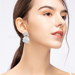 3 Pairs 3 Colors Alloy Leaf Dangle Stud Earrings for Women&nbsp;EJEW-FI0001-27