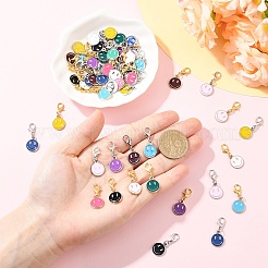 60Pcs Smiling Face Alloy Enamel Pendant Decorations&nbsp;HJEW-YW00244