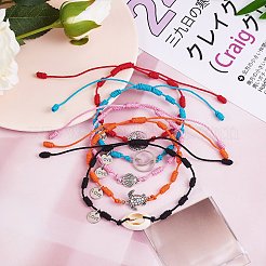 Natural Cowrie Shell & Tree & Turtle & Wave Link Bracelets Set&nbsp;BJEW-SW00030