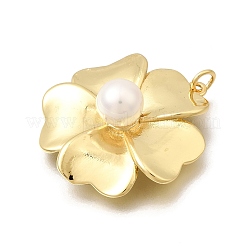 Brass & ABS Plastic Imitation Pearl Pendants&nbsp;KK-Z155-17G