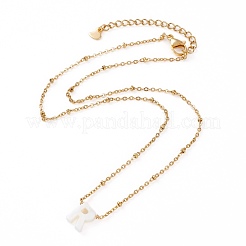 Natural Shell Initial Pendant Necklaces&nbsp;NJEW-JN03298