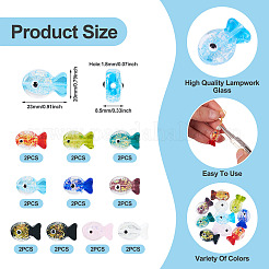 20Pcs 10 Colors Handmade Foil Lampwork Fish Beads&nbsp;FOIL-TA0001-04