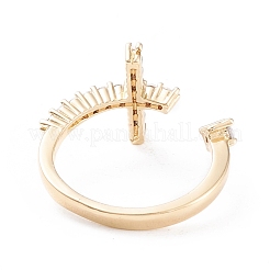 Brass Micro Pave Clear Cubic Zirconia Cuff Rings&nbsp;X-RJEW-F102-10G