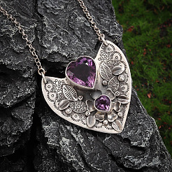 Alloy Amethyst Rhinestone Heart Pendant Necklaces for Women&nbsp;FS-WG5DD6E-01